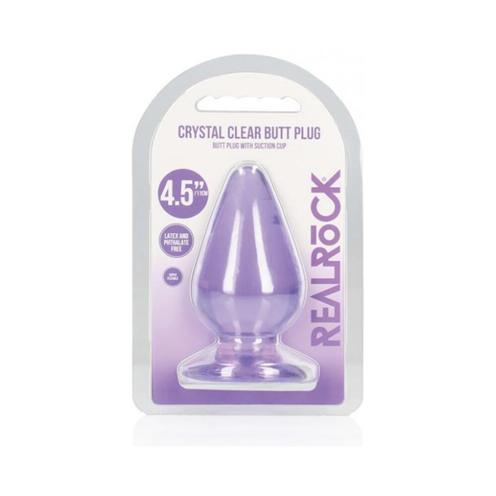 8714273520777_1 Shots Realrock Crystal Clear 4.5" Anal Plug - Purple - Image 1
