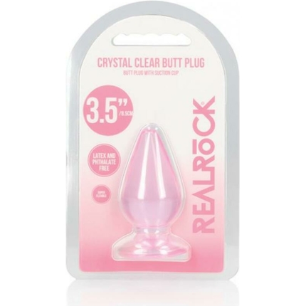 Shots Realrock Crystal Clear 3.5" Anal Plug - Pink