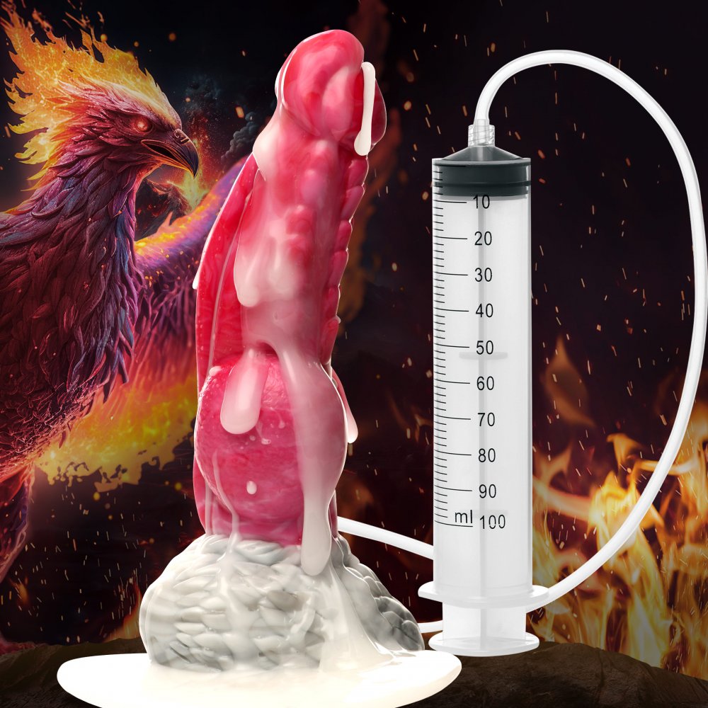 AH309_STD-MAIN_1000x1000_887787be-76c2-4406-8bb3-aefe35b4047b Creature Cocks Resurrector Phoenix Squirting Silicone Dildo - Red/white - Image 1