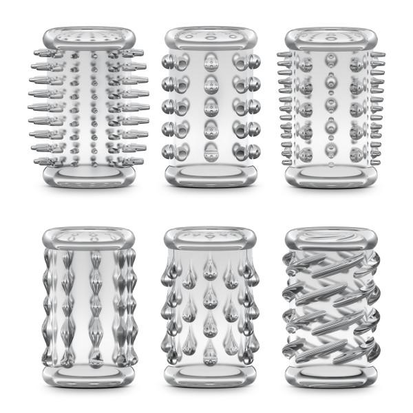 BN60612_21533908010 Stay Hard Cock Sleeve Kit Clear 6 Pack - Image 1