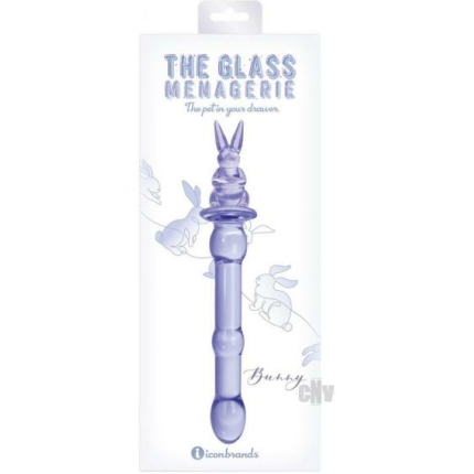 Glass Menage Rabbit Dildo Purple