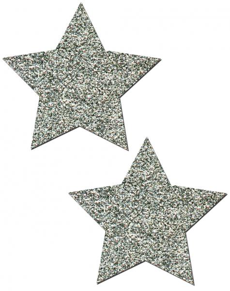 CNVELD-8284-32_2 Rockstar Silver Glitter Star Pasties O/S - Image 1