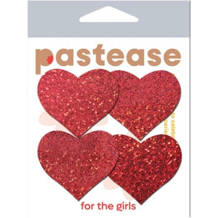 Pastease Premium Petites Glitter Heart - Red O/s Pack Of 2 Pair