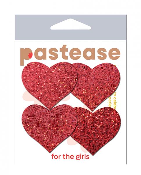 CNVELD-8370-PETHRTGLTRD6439248b32128 Pastease Premium Petites Glitter Heart - Red O/s Pack Of 2 Pair - Image 1