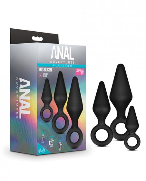 CNVELD-BL310175609cf8f74e553 Blush Anal Adventures Platinum Silicone Loop Plug Kit - Black - Image 1