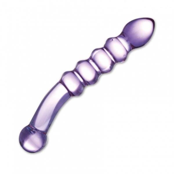 CNVELD-GLAS-52_3 Purple Rain Ribbed Glass Dildo - Image 1