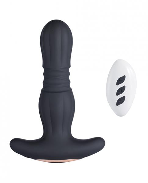 CNVELD-HPB-769B63a439097264b Agas Thrusting Butt Plug W/ Remote Control - Black - Image 1