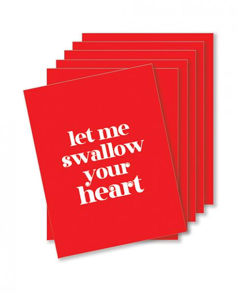 CNVELD-KK-NK-SWALLOW-663f9eaa52eecb Swallow Your Heart Naughty Greeting Card - Pack Of 6 - Image 1