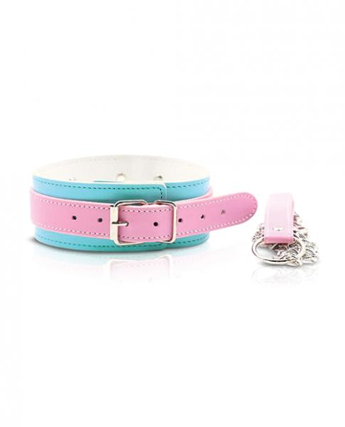 CNVELD-NB001641641ec686d04ac Nobu Fetish Choker & Leash Set - Pink/blue - Image 1
