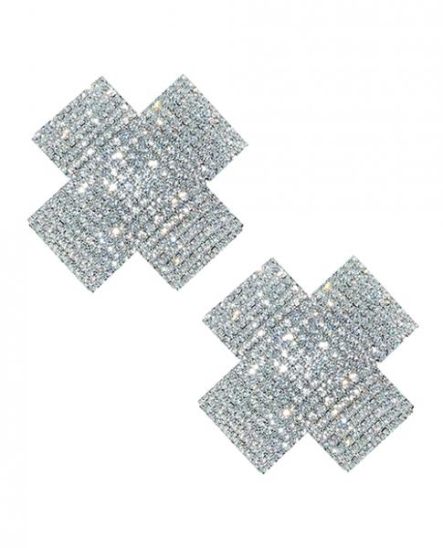 CNVELD-NN-CFX024625942f1226de Neva Nude Cross Crystal Jewel Reusable Silicone Nipple Pasties - Clear O/s - Image 1