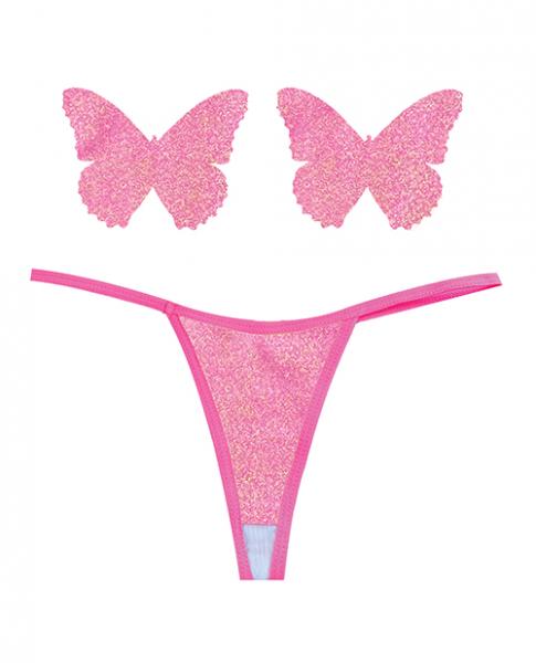 CNVELD-NN-GSTBER6291f3006ddcd Neva Nude Naughty Knix Bella Rosa Shimmer G-string & Pasties - Soft Pink O/s - Image 1