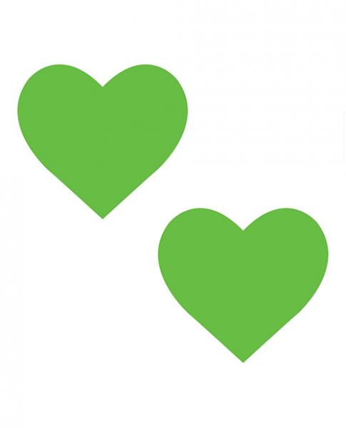 CNVELD-NN-HRGRHRT63624046a257d Neva Nude Temperature Reactive Heart Pasties - Neon Green - Image 1