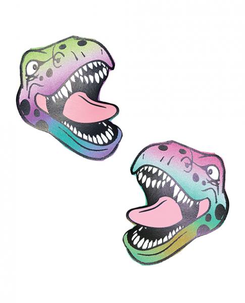 CNVELD-NN-RBRREX6291f2f8cac9c Neva Nude Reflective Dinosaur Pasties - Rainbow O/s - Image 1