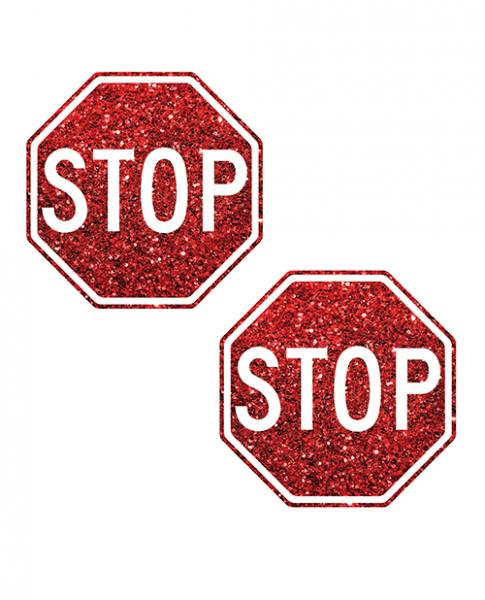 CNVELD-NN-WHISTP64e9cdb7b9f2a Neva Nude Stop Sign Glitter Pasties - Red O/s - Image 1