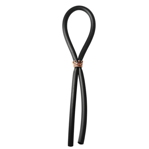 CNVELD-PHSBOL040BLK_31524249395 Bolo Lasso Ring Rose Gold Crown Slider Black - Image 1