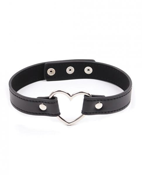 CNVELD-PLB758516204f0e403e83 Plesur Pvc Heart Connector Choker - Black - Image 1