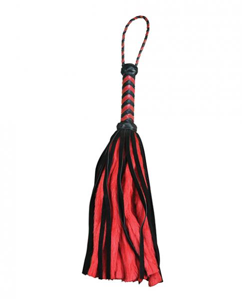 CNVELD-PLB76101R60041906103f5 Plesur 17" Suede & Fluffy Faux Fur Tails - Black/red - Image 1