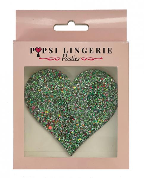 CNVELD-PP133-GT-OS63f5f6091b9a6 Glow In The Dark Glitter Heart Pasties - O/s - Image 1