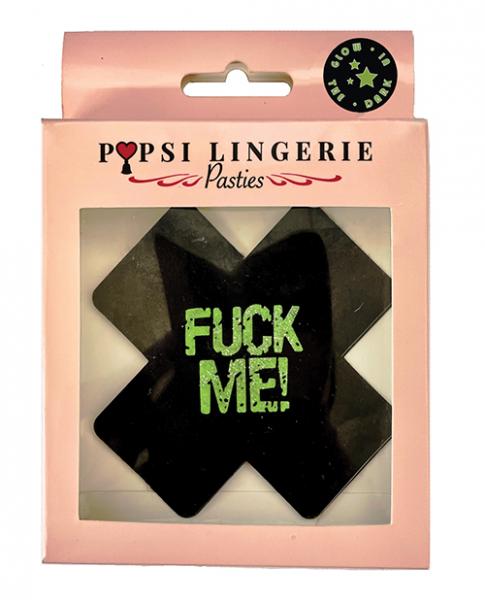 CNVELD-PP135-BK-OS63f5f609ec1b6 Glow In The Dark Fuck Me Pasties - Black O/s - Image 1