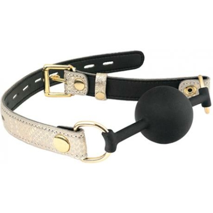 Spartacus Silicone Gag Leather Lining White Snakeskin Microfiber