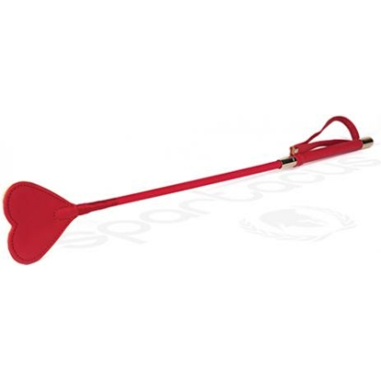 Spartacus Pu Riding Crop W/plush Heart Shape Tip - Red