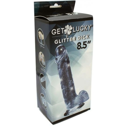 Get Lucky 8.5" Real Skin Glitter Dick - Clear
