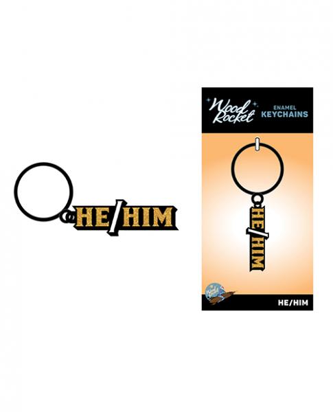 CNVELD-WR-KEY-036640b0e2265a3d Wood Rocket He/him Keychain - Black/gold - Image 1