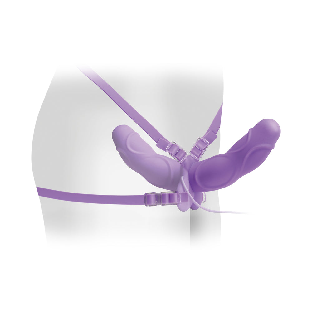 CNVNAL-40050_1_6866b56a-ebbe-4237-b5bc-591c1913135c Elite Vibrating Double Delight Strap On 10 Inches - Purple - Image 1