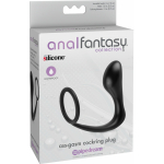 Ass-Gasm Silicone Cockring Plug - Black - Image 3