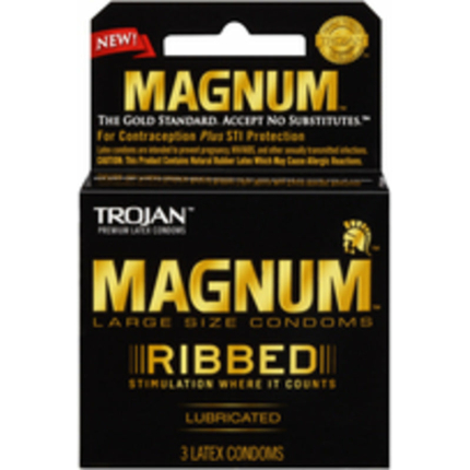 Trojan Magnum Ribbed Latex Condoms 3 Pack