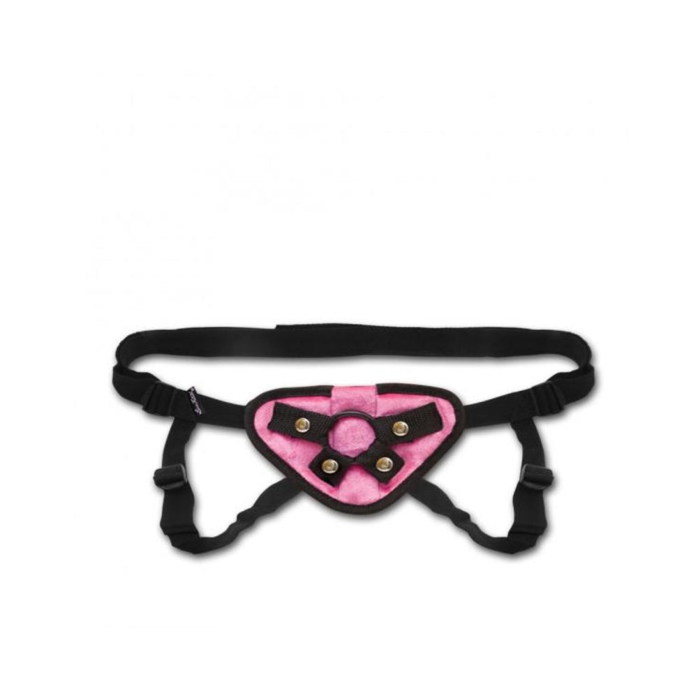 CNVNAL-51666_1_1b14057f-db20-403f-adad-0230c077650a Lux Fetish Velvet Strap On Harness Pink O/S - Image 1