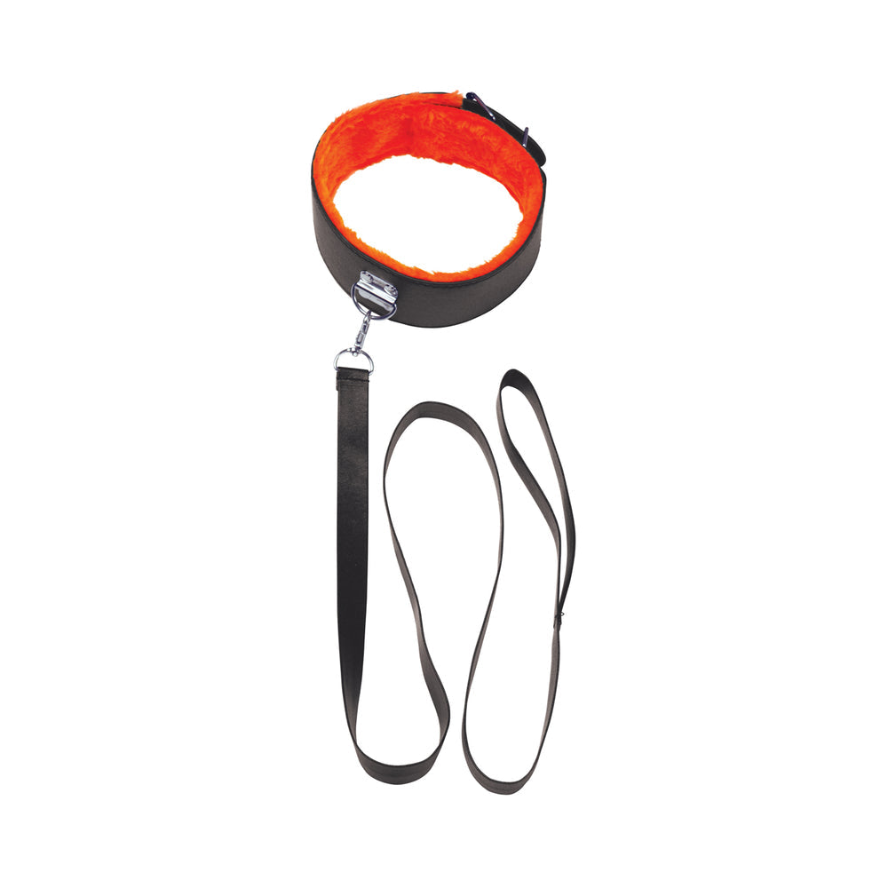 CNVNAL-58594_2_4dfaab49-4924-4522-82d2-49c7287f6585 The 9's, Orange Is The New Black, Short Leash Faux Leather, Black With Furry Orange Lining - Image 1