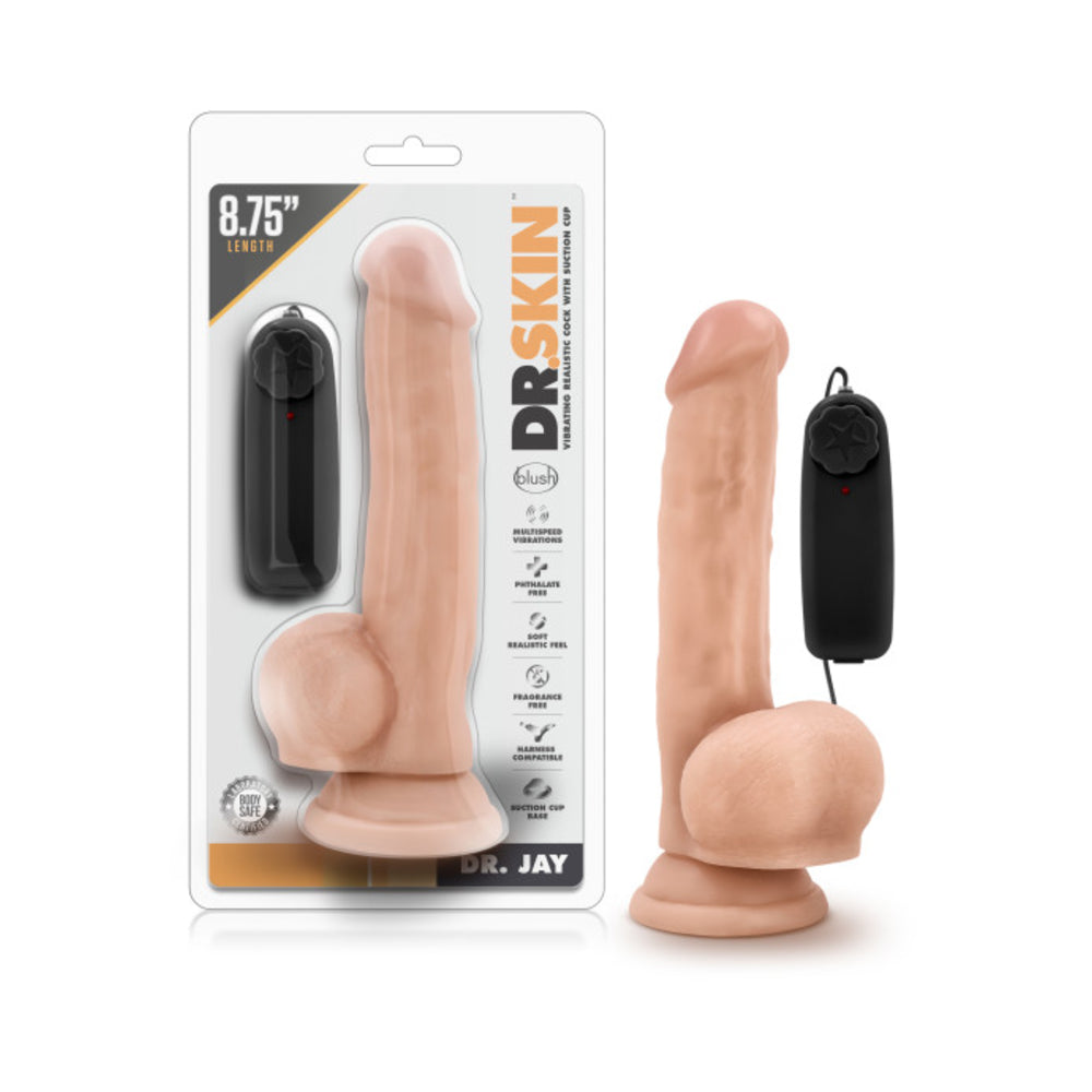 CNVNAL-67556_1_73d031d6-bf44-4f71-8c3e-fdcc27cc6444 Dr. Skin - Dr. Jay - 8.75in Vibrating Cock With Suction Cup - Vanilla - Image 1