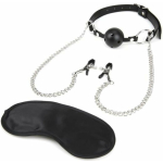 Lux Fetish Breathable Gag With Nipple Clamp