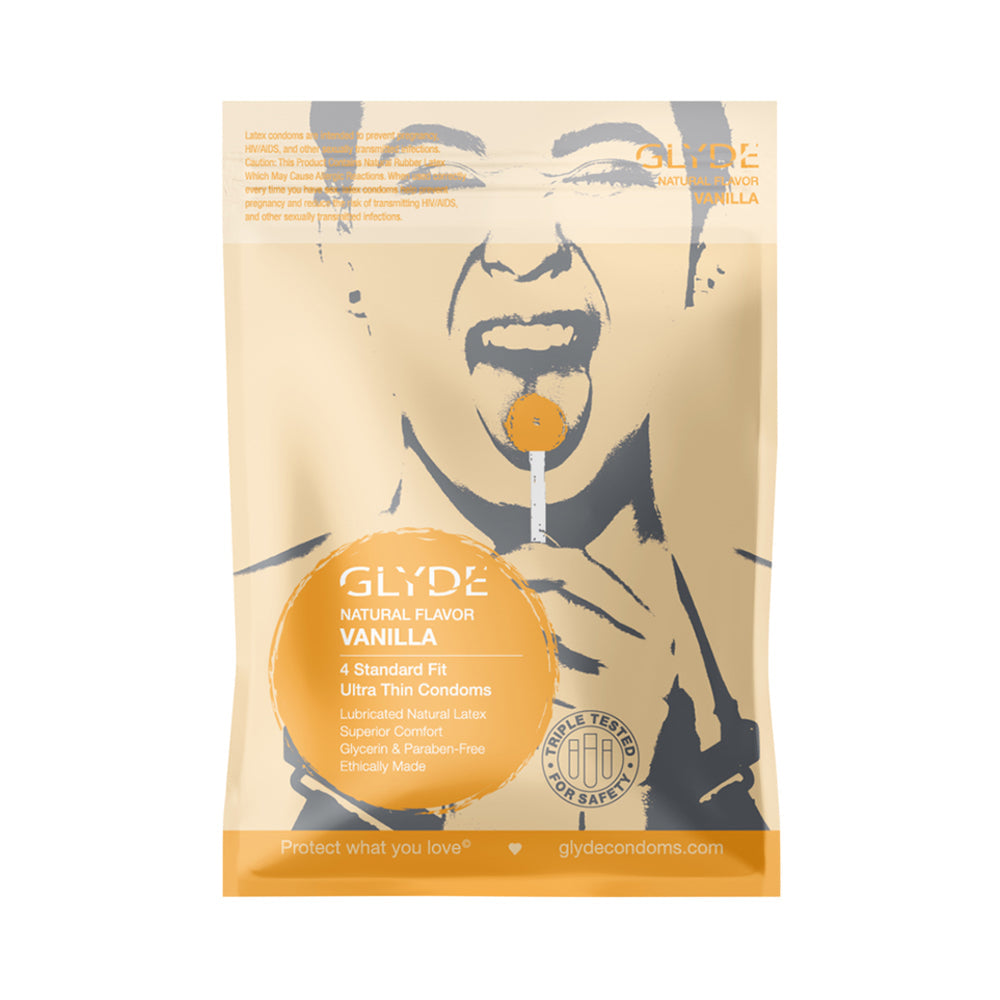 CNVNAL-73919_405b284f-26f5-4bfd-b807-2badebdae325 Glyde Ultra Natural Flavor 4pk Vanilla Condoms - Image 1