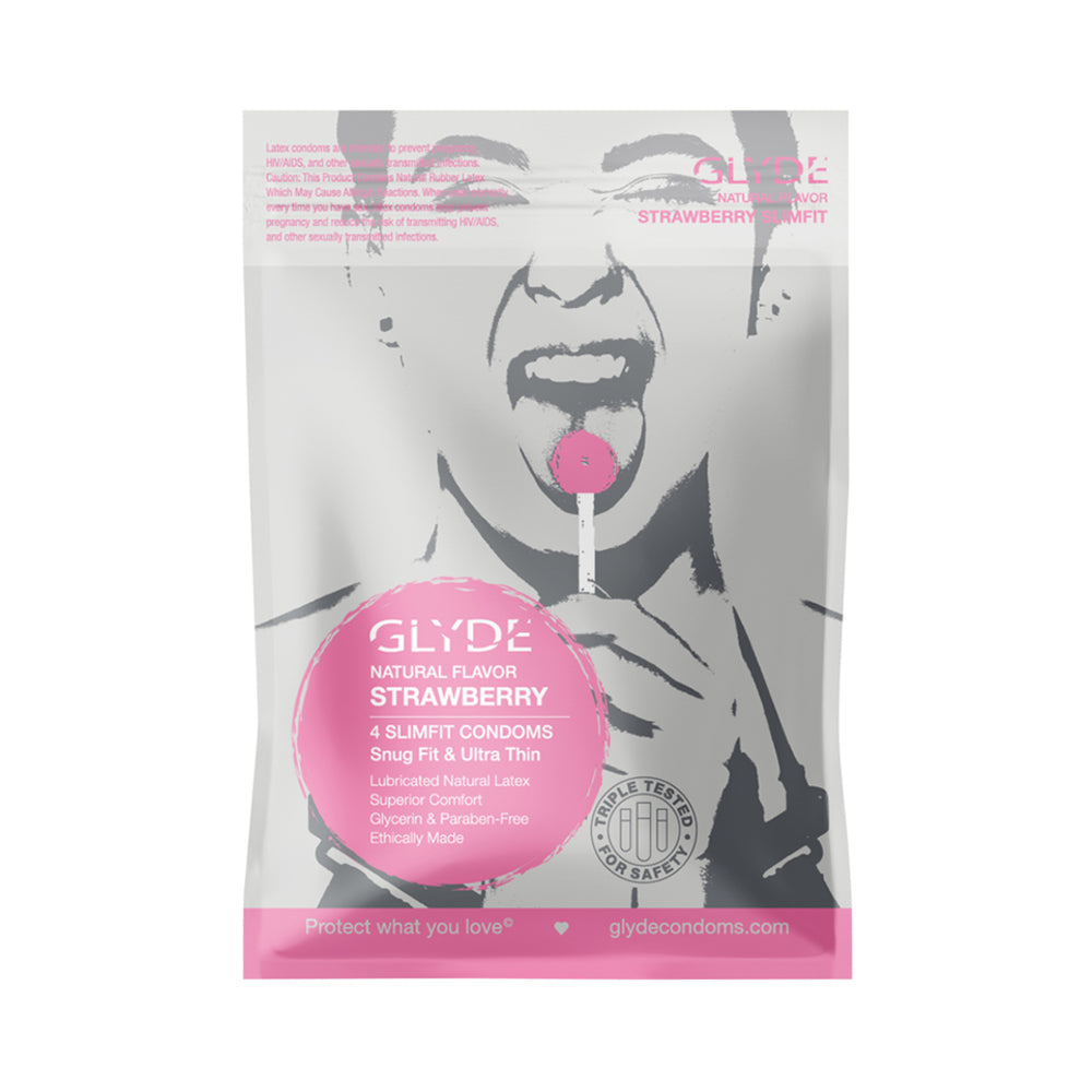 CNVNAL-73922_b6ecfc8d-4414-45a0-a2fd-f6381ba94c5e Glyde Slimfit Natural Flavored Stawberry Condom 4pk - Image 1