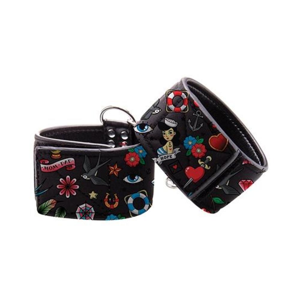 CNVNAL-75993_83bfd263112bde9e54412673d91310ce Ouch! Old School Tattoo Printed Ankle Cuffs - Image 1