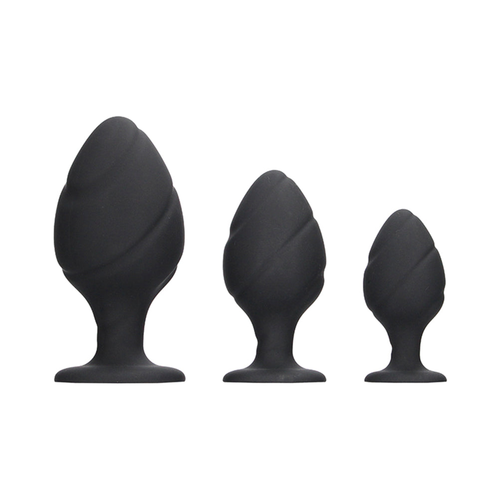 CNVNAL-77317_d4a70636-e95d-478d-90b0-ddb725c6c1a7 Ouch Swirled Butt Plug Set Black - Image 1