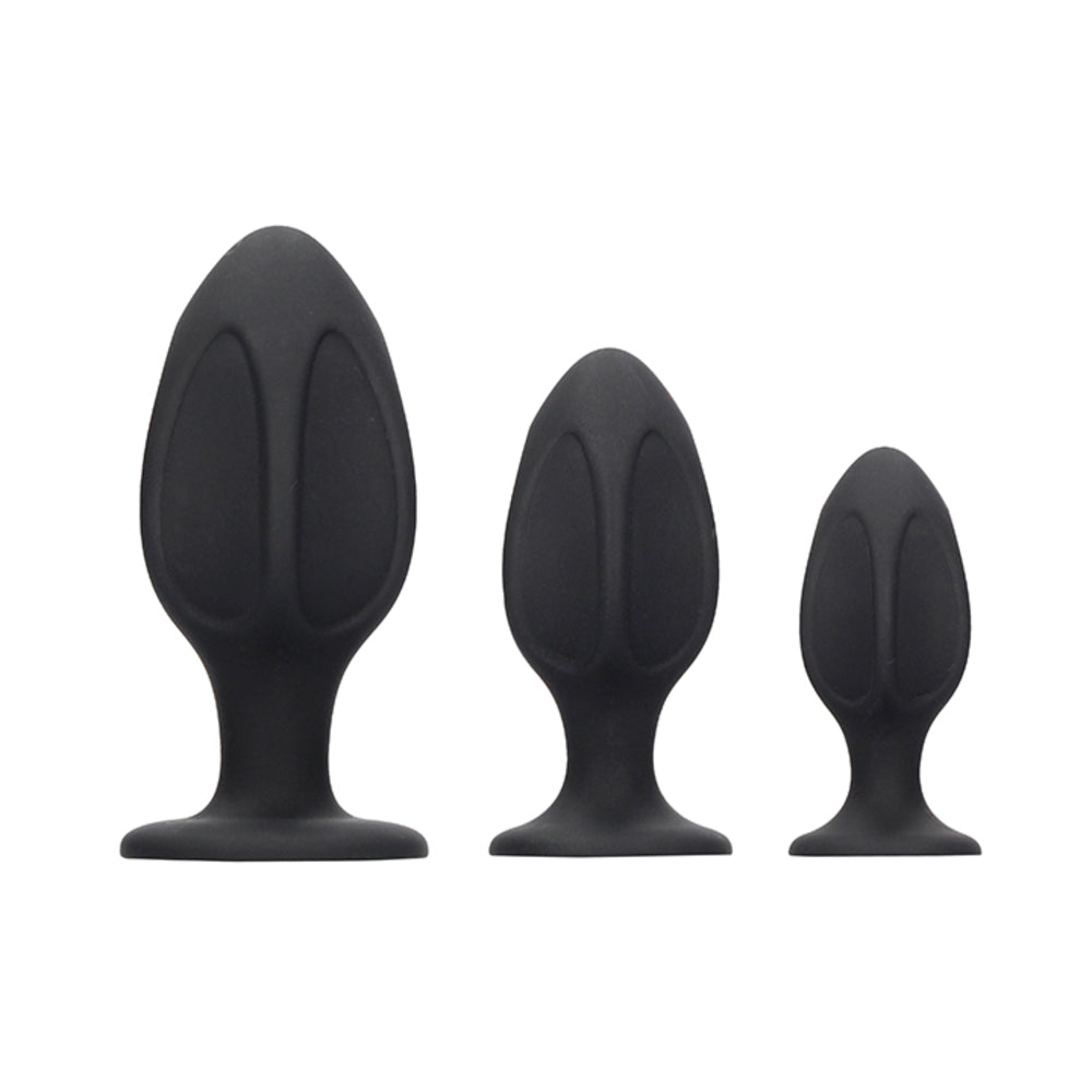 CNVNAL-77319_5299454f-4d87-42c3-9a01-1cec9595d05d OuchDiamond Shape Butt Plug Set Black - Image 1