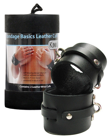 CNVSR-KL161_1 Kinklab leather wrist cuffs - black - Image 1