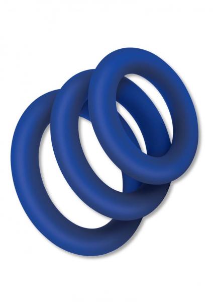 CNVXGN-ZO-60365f86b00921b59 Zolo Extra Thick Silicone Cock Rings - Blue Pack Of 3 - Image 1