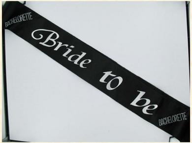 GASBTBBS Bride 2B Sash Black W/Clear Stones - Image 1