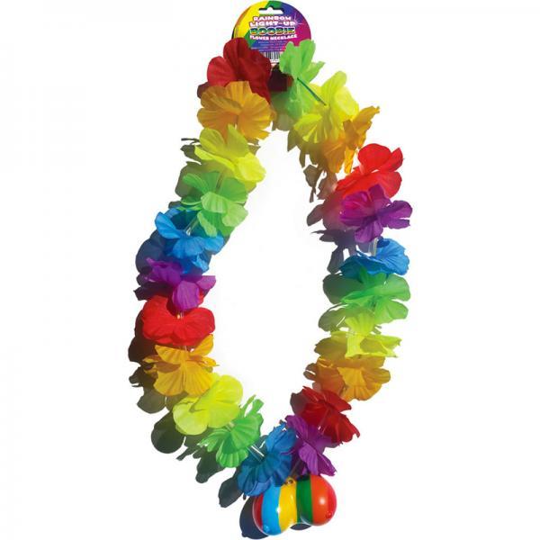 HO2985_21459377244 Rainbow Light Up Flower Boobie Necklace - Image 1