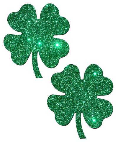 PASCLVGLTGR5_1 Four Leaf Clover Shamrock Green Pasties O/S - Image 1