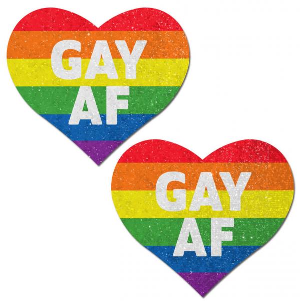 PASHRTGAFRBW5cf8d9d1e2e8f Pastease Glitter Rainbow Gay AF Hearts Pasties - Image 1