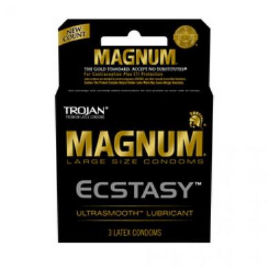 T64720 Trojan Magnum Ecstasy Latex Condoms 3 Pack - Image 1
