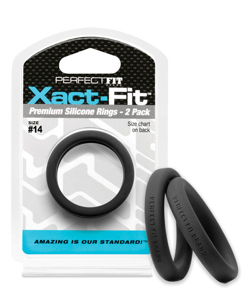 perfectfit14twoblackcockrings Perfect Fit Xact Fit #14 - Black Pack of 2 - Image 1