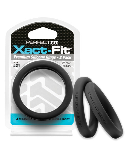 perfectfit21twoblackcockrings Perfect Fit Xact Fit #21 - Black Pack of 2 - Image 1